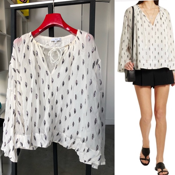 IRO Tops - White Metallic Embroidered Silk Blouse/REVOLVE